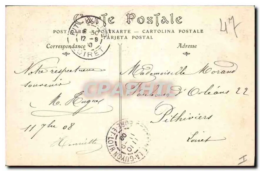 Catedral de CHARTRES — A Virgem — Editor A. N. D. C. (nº12) - Verso