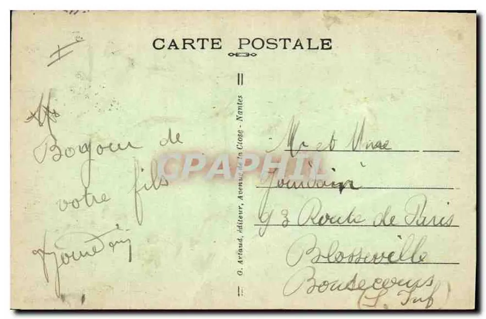Chartres — La Porte Guillaume — éditeur G. Artaud, Nantes, n° 74 - Verso