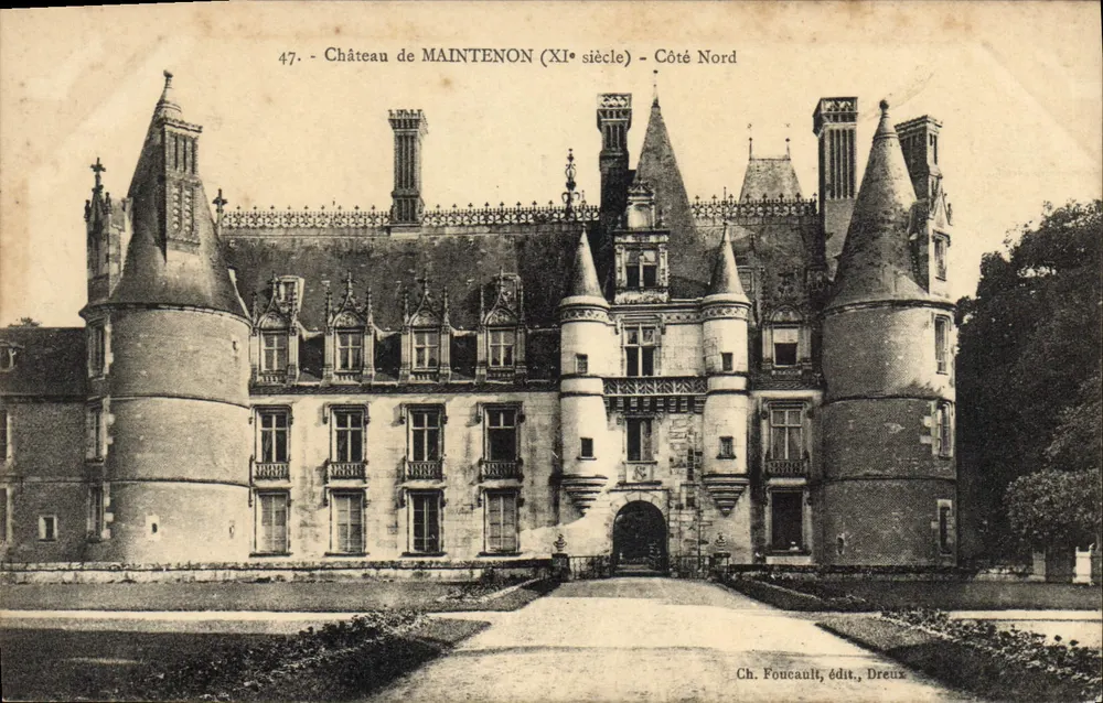Castillo de Maintenon — Lado Norte — Ch. Foucault, editor, Dreux - Anverso