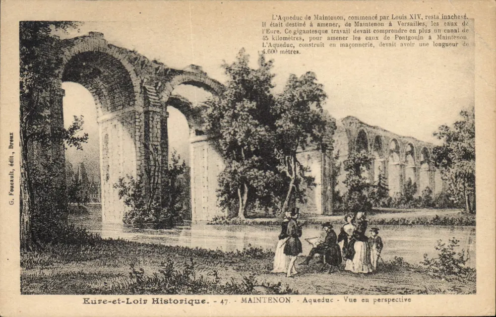 Maintenon — Aquädukt von Maintenon, perspektivische Ansicht — G. Feseault, Verlag, Dreux - Vorderseite