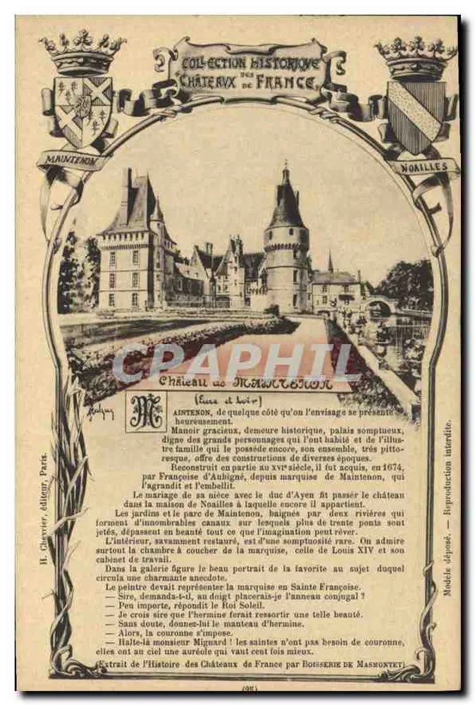 Schloss Maintenon — Historische Sammlung Frankreichs — H. Chauvier, Verlag, Paris - Vorderseite