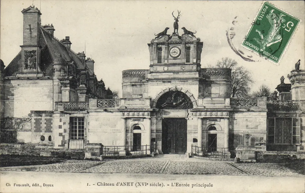 Castelo d'Anet (século XVI) — A Entrada principal — Ch. Foucault, editor, Dreux - Frente