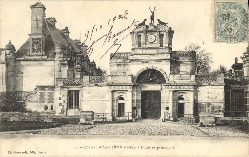 Castelo de Anet (século XVI) — A Entrada Principal — Ch. Foucault, editor Dreux - Frente