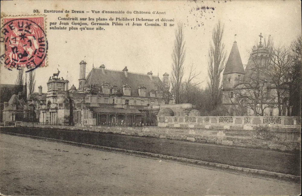Vista de Dreux — Vista geral do Castelo de Anet — Editor: n°33 - Frente