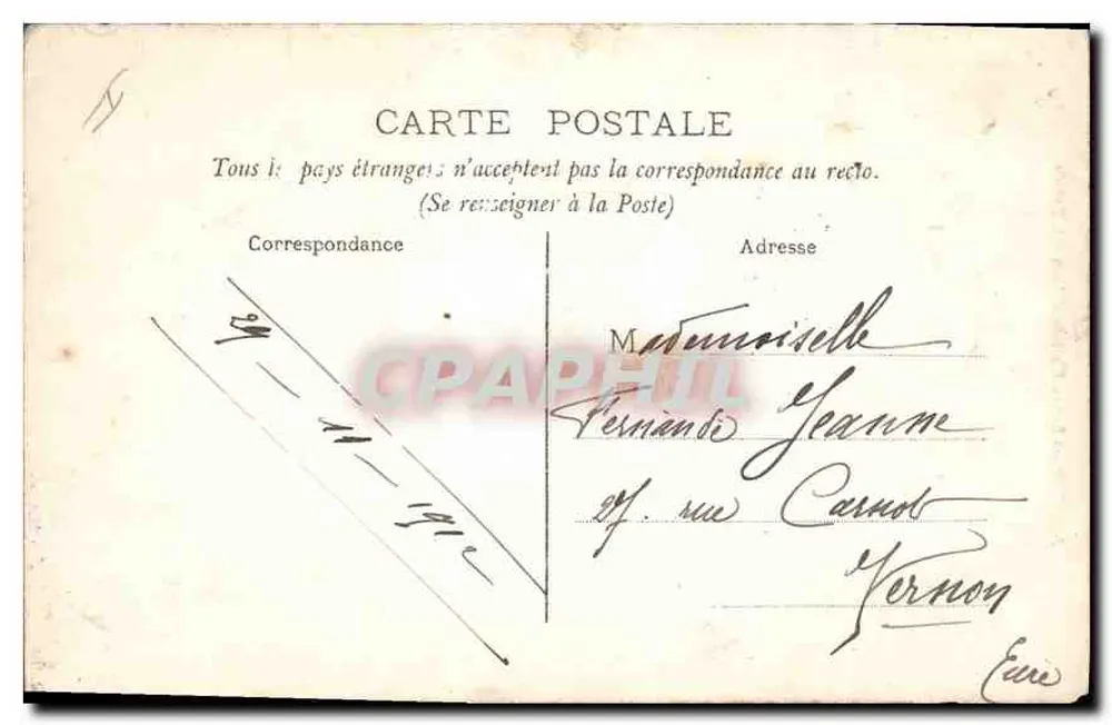 ANET (E.-et-L.) — Castelo de Anet — A Entrada. — Edição A. Petit, receveur-bural, 14, Paris - Verso