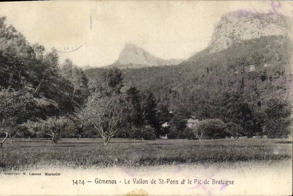 Gémenos - Le Vallon de St-Pons & le Pic de Bretagne — éditeur SOLDEVY & Lacour Marseille, n° 3424 - Vorderseite
