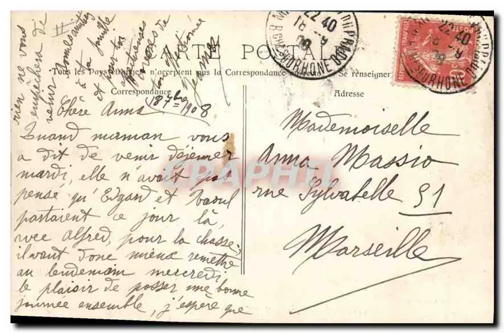 Gémenos - Der Vallon de St-Pons & der Pic de Bretagne — Phototypie E. Lacour Marseille, Nr. 3424 - Rückseite