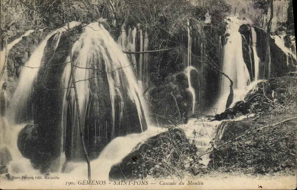 GÉMÉNOS - SAINT-PONS — Cascata do Moulin — Rose Roure, edição Marseille, n°190 - Frente