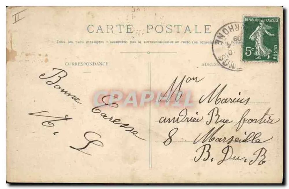 GÉMÉNOS - SAINT-PONS — Cascata do Moulin — Rose Roure, edição Marseille, n°190 - Verso