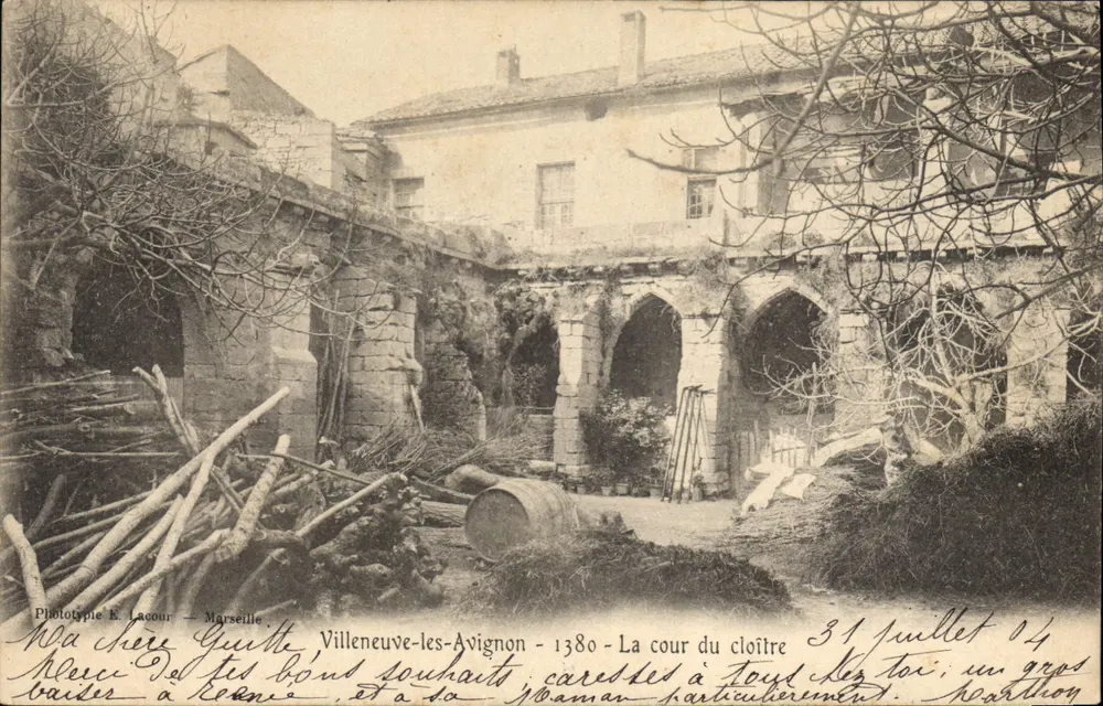 Villeneuve-lès-Avignon — De hof van het klooster — Fototypie E. Lacour — Marseille - Voorkant
