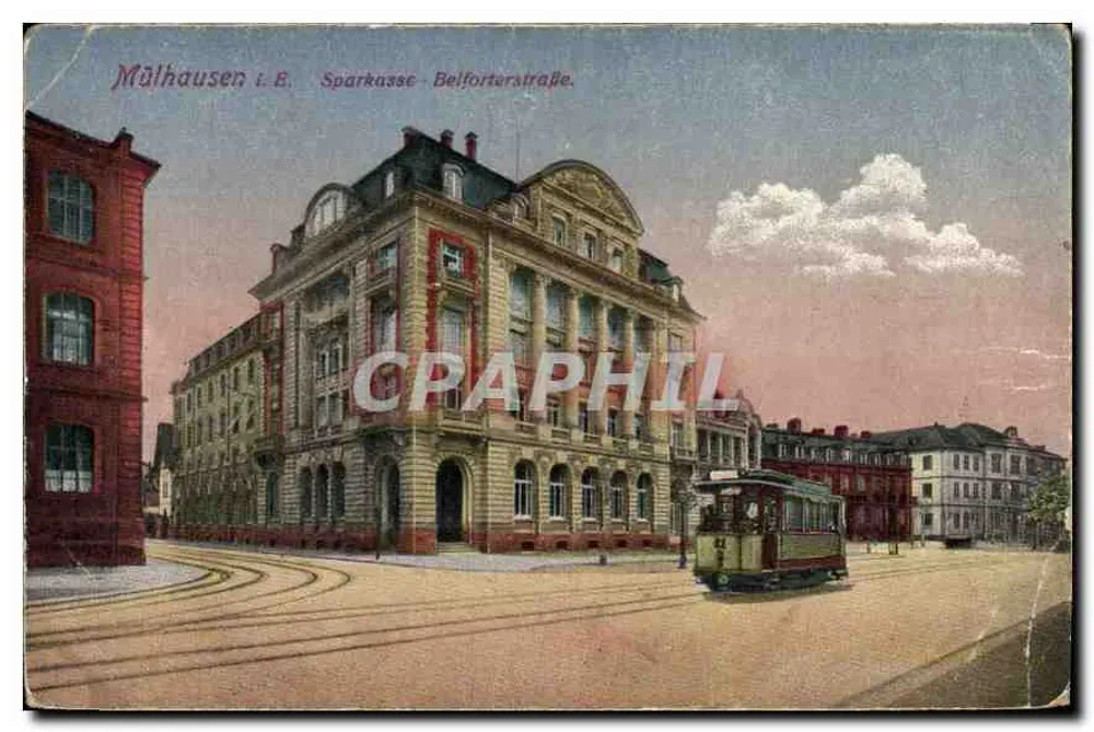 Mülhausen i. E. — Sparkasse Belforterstraße — éditeur : Emil Boll, Mülhausen i. E. - Vorderseite