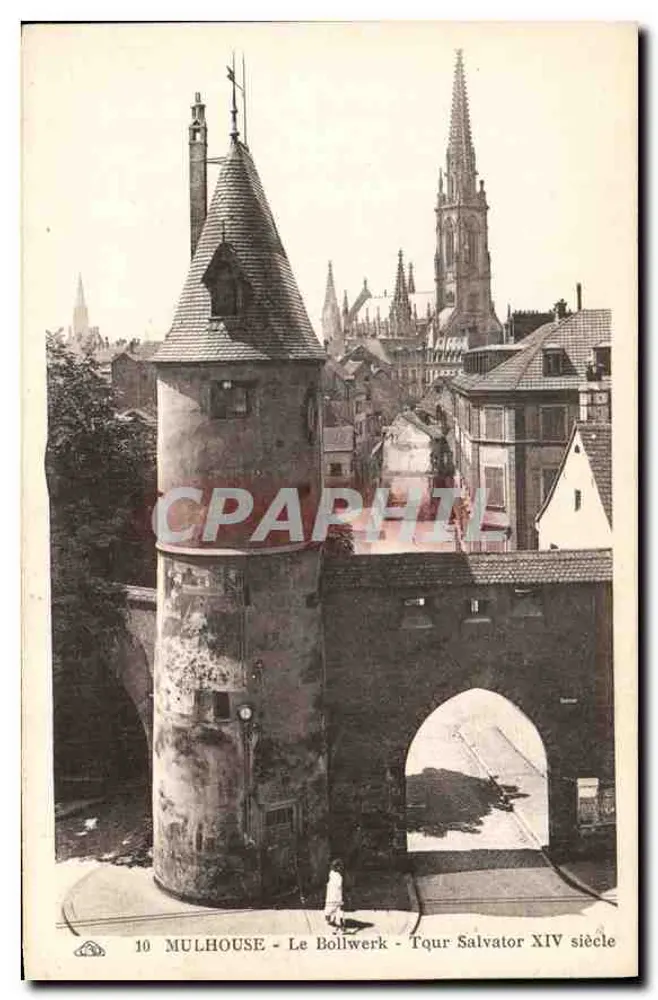 Mulhouse - Das Bollwerk - Turm Salvator, 14. Jahrhundert - Vorderseite