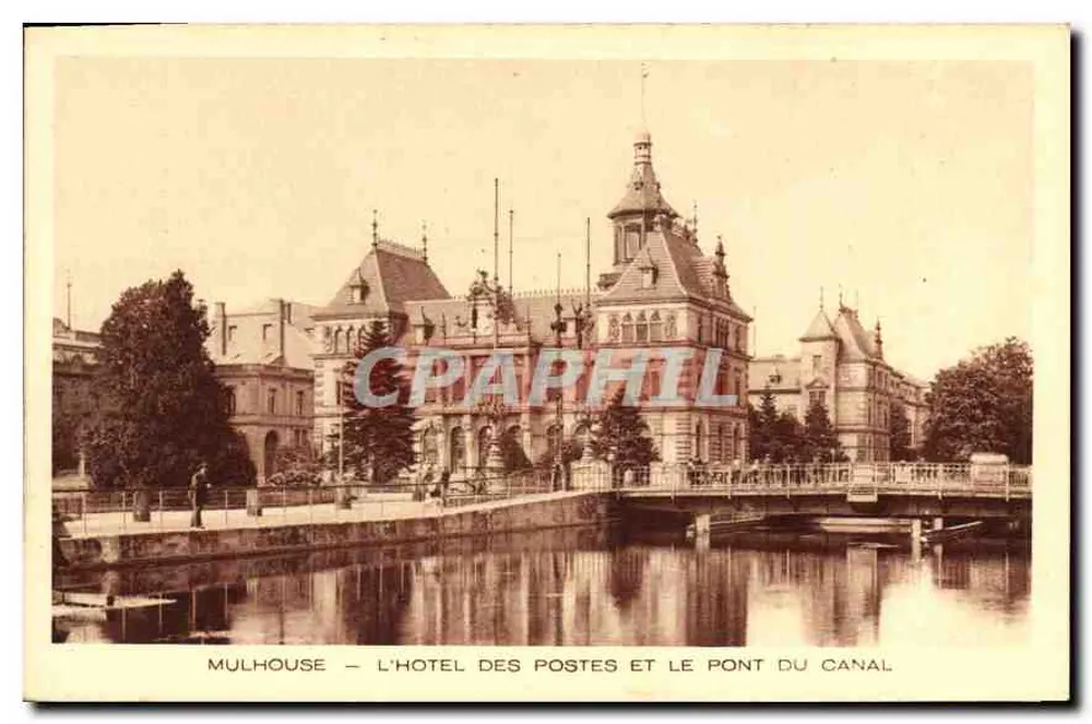 Mulhouse — Das Postamt und die Kanalbrücke — Braun & Cie, Mulhouse - Vorderseite