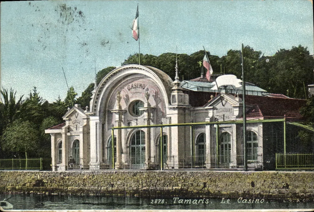 O Casino de Tamaris — vista do edifício e do restaurante — editor L.V. & C°, n° 2878 - Frente