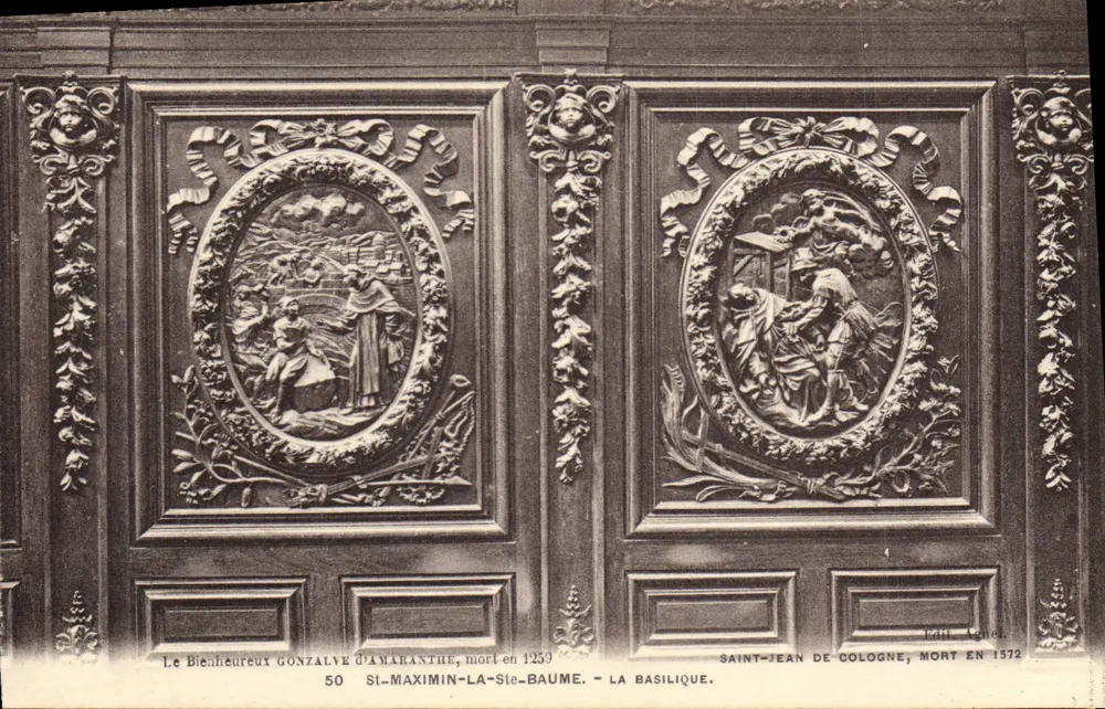 St-Maximin-la-Ste-Baume — A Basílica — Decorações esculturais representando Santa Maria Madalena e São João de Colônia — Ed. Agne, n°50 - Frente