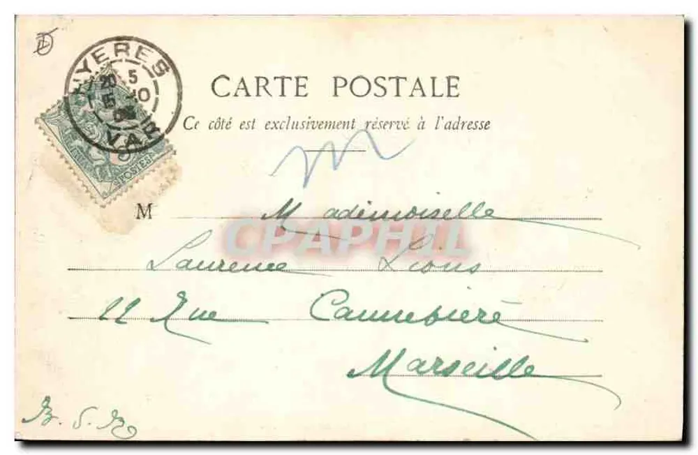 Hyères - Sob Bois em Costebelle — Edição Giletta, fot., Nice, n° 1725 - Verso