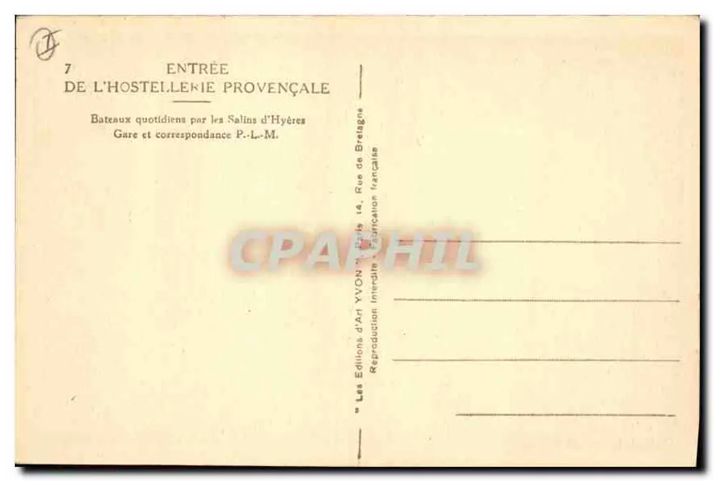 Insel Port-Cros (Var) — Ein charmantes provenzalisches Gasthaus, das perfekt in das Landschaftsbild passt — Henry Bordcaux - Rückseite