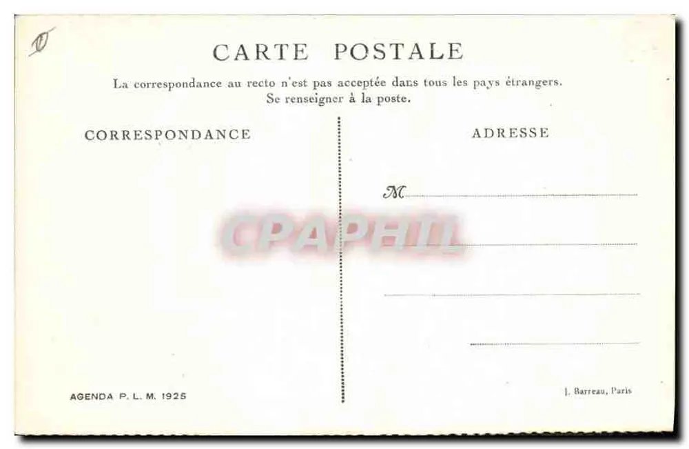 Le Trayas — Calanque de Maudois — Agenda P.L.M. 1925 - Verso