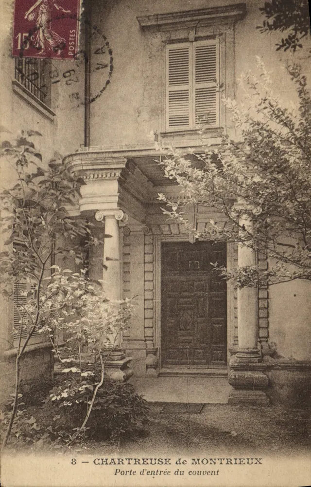Porta de entrada do convento — Chartreuse de Montrieux — Edição Dicier e Cie, n°8 - Frente