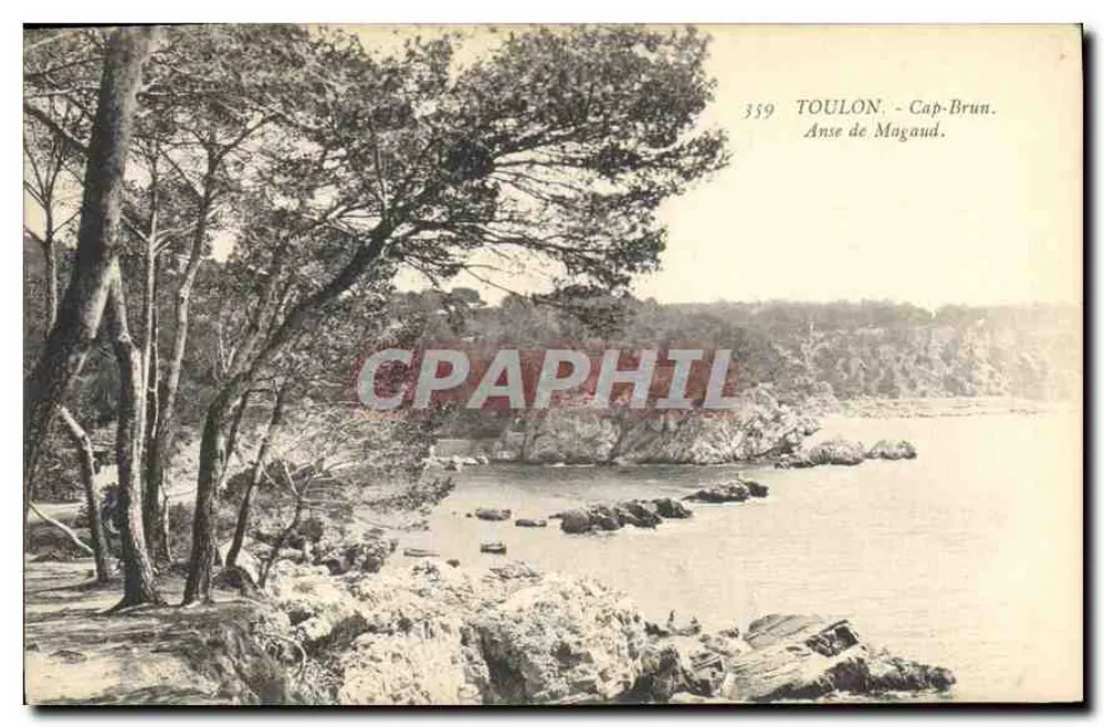Toulon - Cap-Brun. Anse de Magaud. — Editor: Estabelecimentos de Impressões Fototipográficas Marius Bar, Toulon. Número de série 359. - Frente