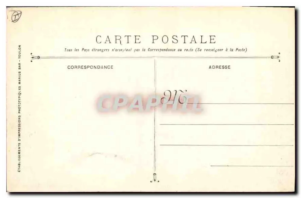 Toulon - Cap-Brun. Anse de Magaud. — Editor: Estabelecimentos de Impressões Fototipográficas Marius Bar, Toulon. Número de série 359. - Verso