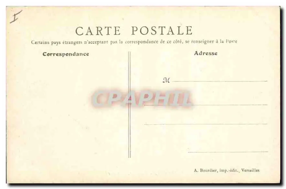 Castillo de Rambouillet, lado norte — A. Bourdier, editor e impresor Versalles - Reverso