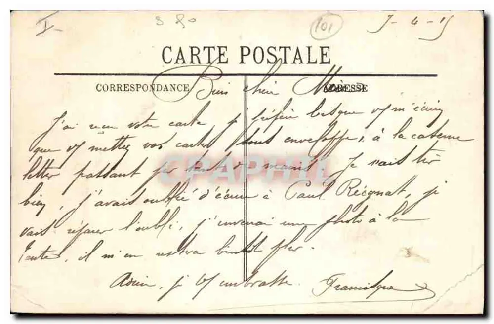 Rambouillet — O Castelo (Lado Sul) — LL. — N°7 - Verso