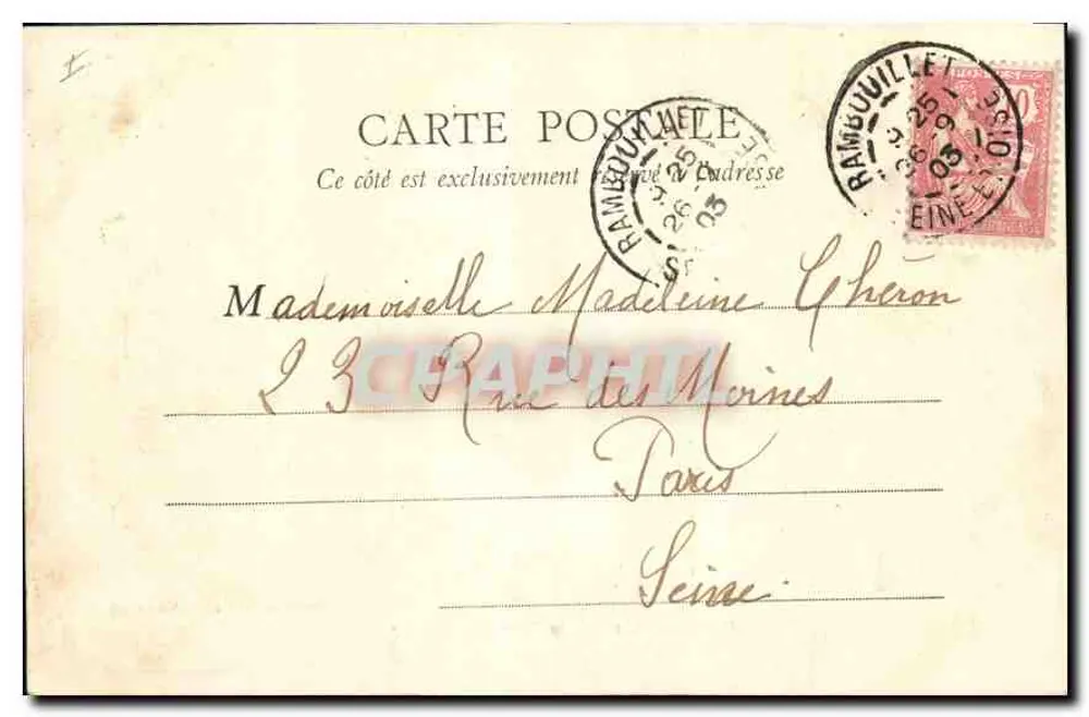 Rambouillet, Ansicht von der Tour François Ier — A. Bourdier, Verlag, Versailles - Rückseite