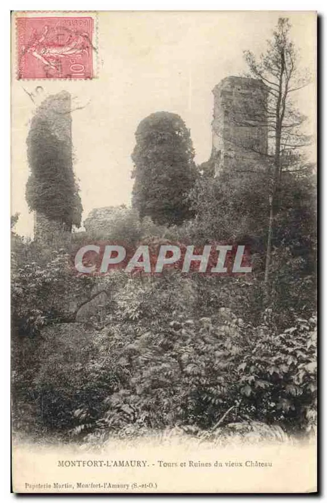 Montfort-l'Amaury - Türme und Ruinen des alten Schlosses — Papeterie Martin, Montfort-l'Amaury (S.-et-O.) - Vorderseite