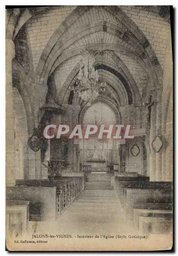 Jalons-les-Vignes — Interior da Igreja (Estilo Gótico) — Éd. Hoffmann, editor - Frente