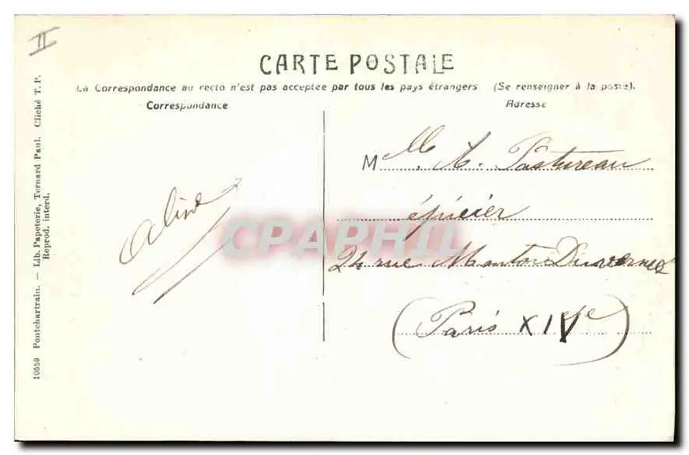 Pontchartrain — Die Avenuen von Chennevières und der Fluss La Mauldre — Verlag: Elia Payotérie, Ternand, Reprod. int. — Nr. 1089 - Rückseite