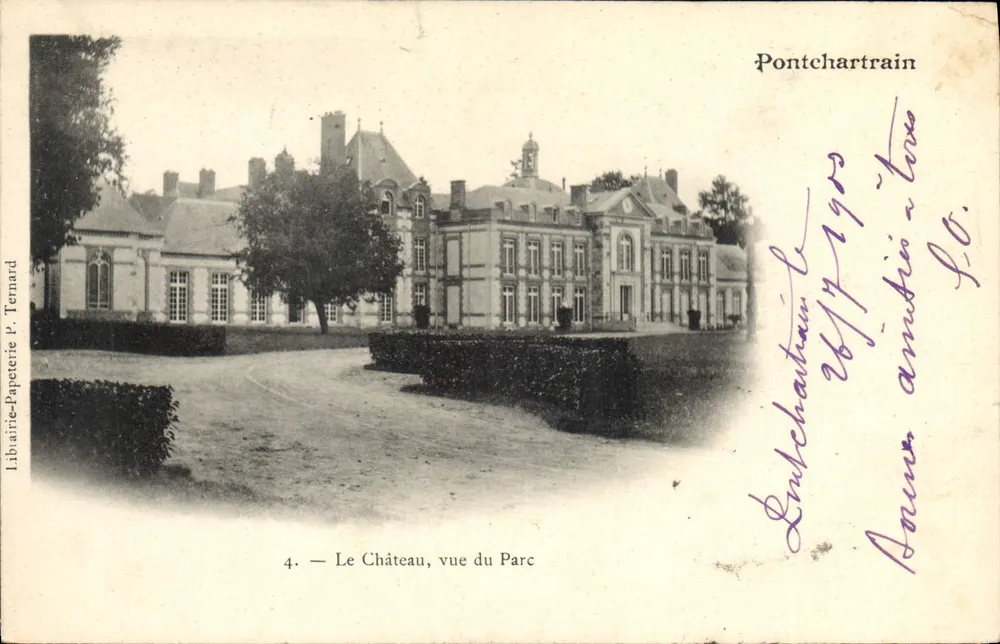 Pontchartrain — Zamek, widok z Parku — Librairie-Papeterie P. Ternard, n°4 - Awers