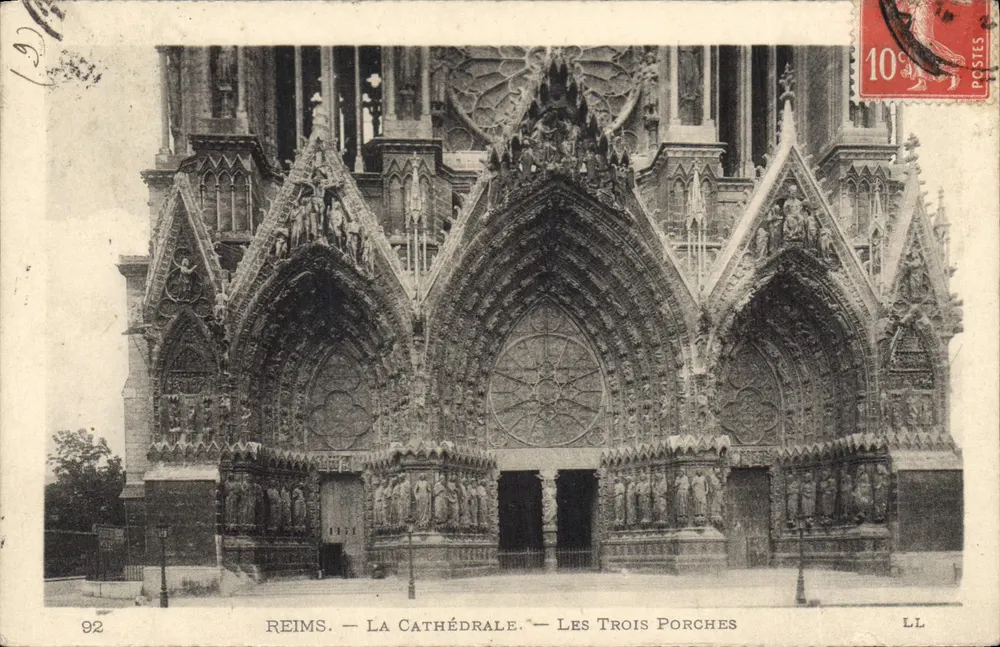 Reims — La Cathédrale — Les Trois Porches — LL, n° 92 - Recto