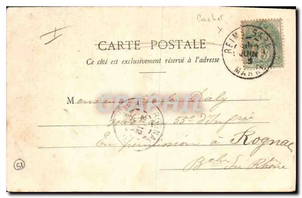 Reims — Allgemeiner Blick — Die Kathedrale — Das Gerichtsgebäude — Das Theater — Gontier, Verlag, Reims - Rückseite
