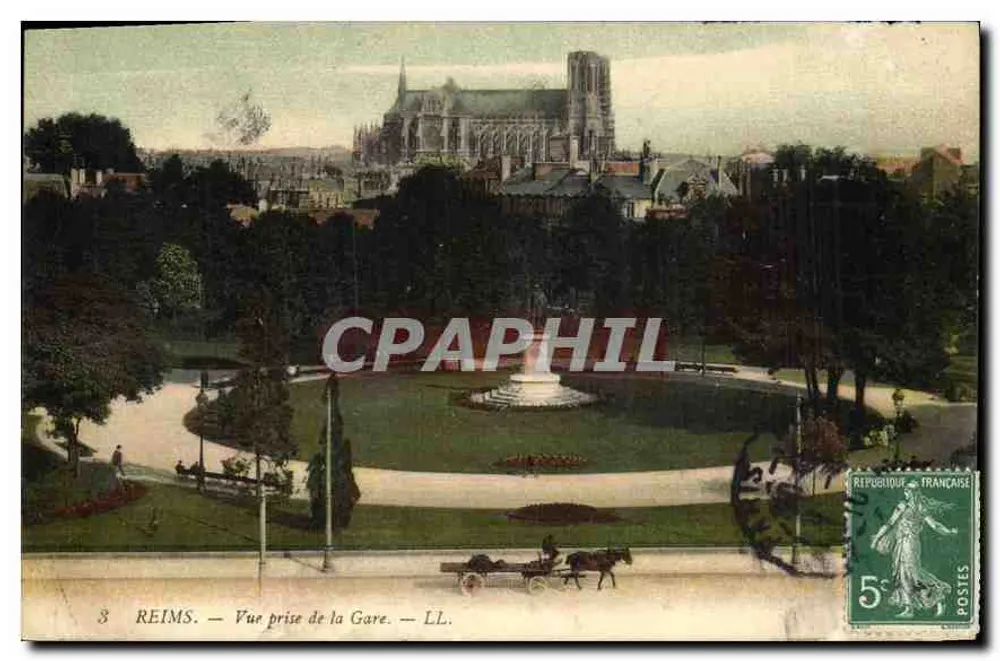 Reims — Vista scattata dalla Stazione — LL. - Recto