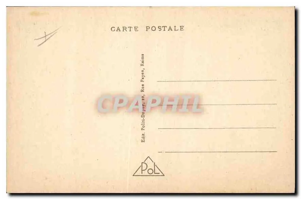 Reims - Rue Libergier em direção ao Parvis — vista da catedral — editor Poli, n° 637 - Verso