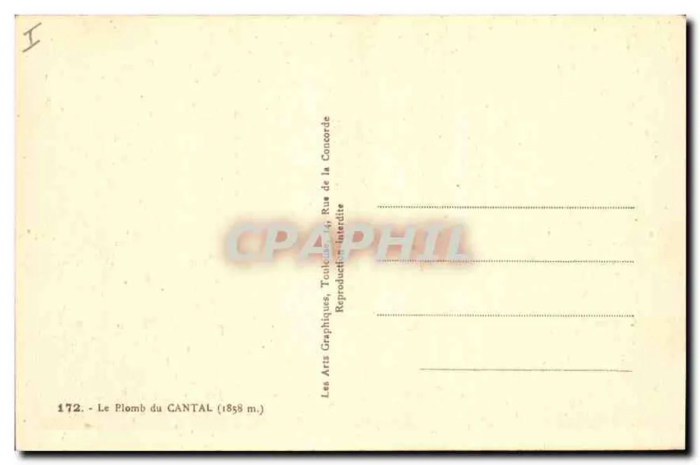 O Plomb do Cantal — 1858 m. — Les Arts Graphiques, Toulouse - Verso