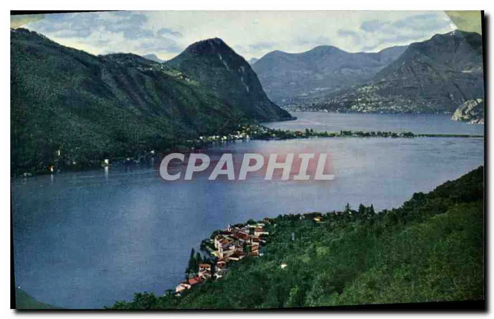 Lago di Lugano — Panoramablick von der Seilbahn — Brusino-Arsizio - Vorderseite