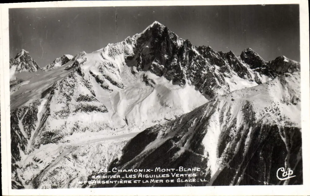 चमोनिक्स-मॉंट-ब्लांक — ग्रीन एग्यूल्स और ग्लेशियर की समुद्र — विक्रेता कोप - आगे