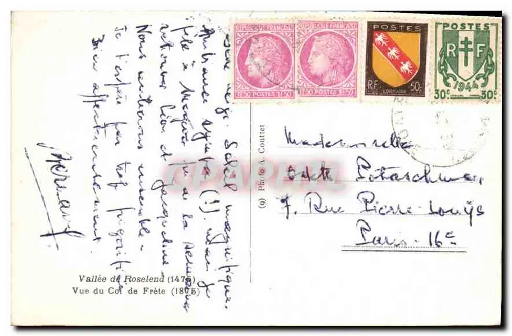 Tal von Roselend (1476) — Ansicht des Frête-Passes (1806) — Pl. A. Couttet - Rückseite