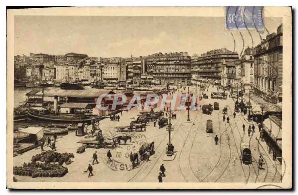 Porto de Marselha — vista do cais e do porto — Edição de Arte YVON, n° XVIII - Frente