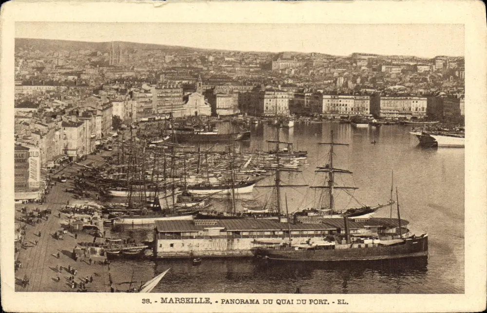 Marseille — Panorama des Hafendamms — Verlag EL, Nr. 38 - Vorderseite