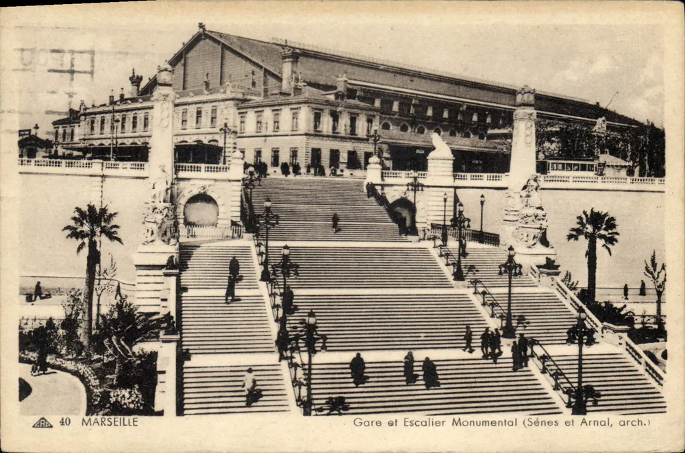 Marseille — Bahnhof und monumentale Treppe — Sénés et Arnal, arch. - Vorderseite