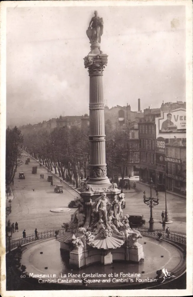Marseille — Place Castellane und Fontaine Cantini — Edition Cigogne - Vorderseite
