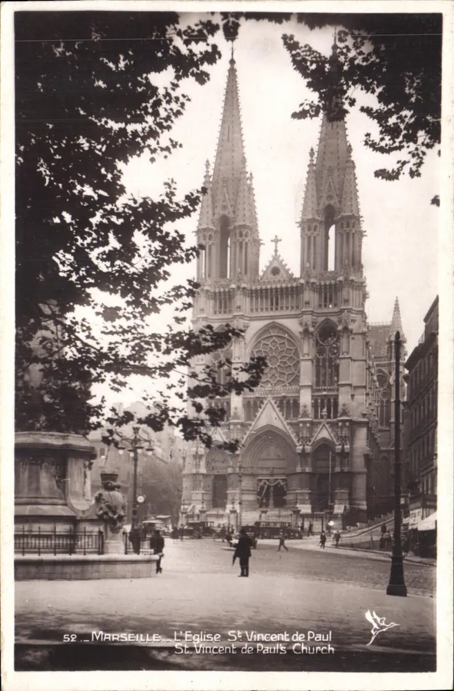 Marselha — A Igreja de São Vicente de Paulo — Edição La Cigogne, Marselha - Frente