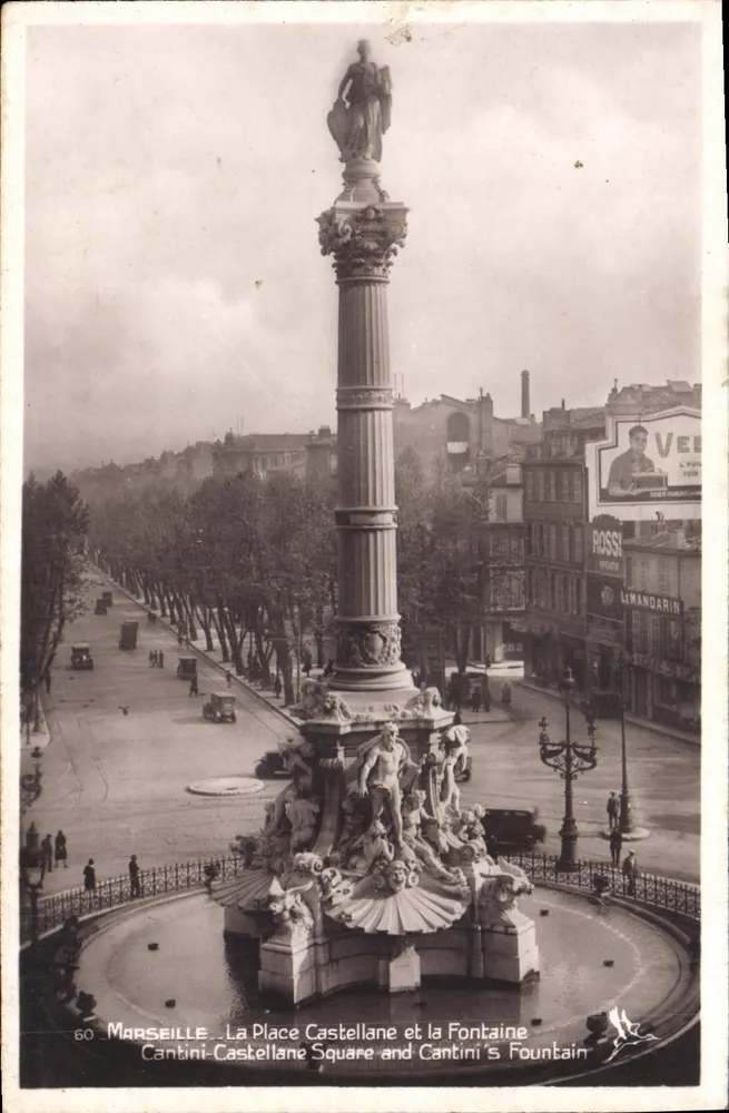 Marseille - La Place Castellane und die Fontaine Cantini — Edition La Cigogne - Vorderseite
