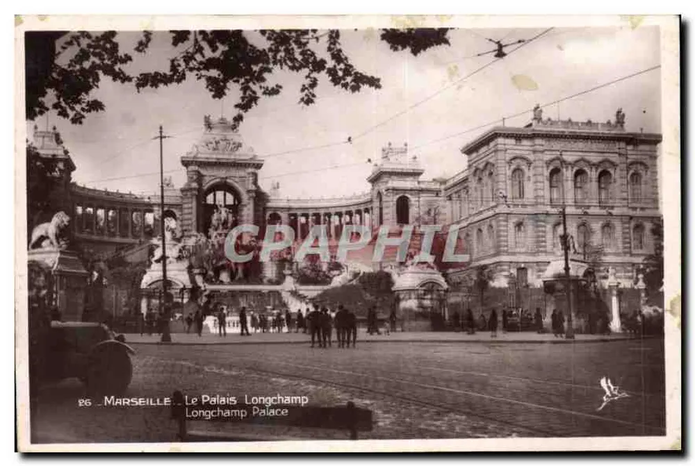 Marseille. Pałac Longchamp — widok panoramiczny — wydawca nieznany, nr 26 - Awers