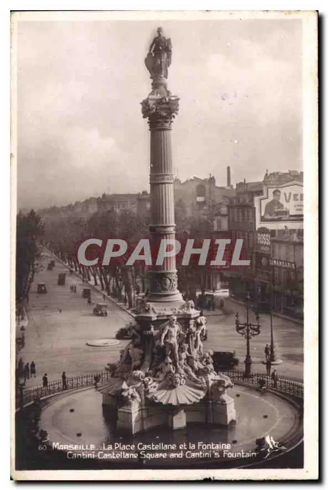 Marseille - Place Castellane und Fontaine Cantini — Edition La Cigogne, n° 126 - Vorderseite