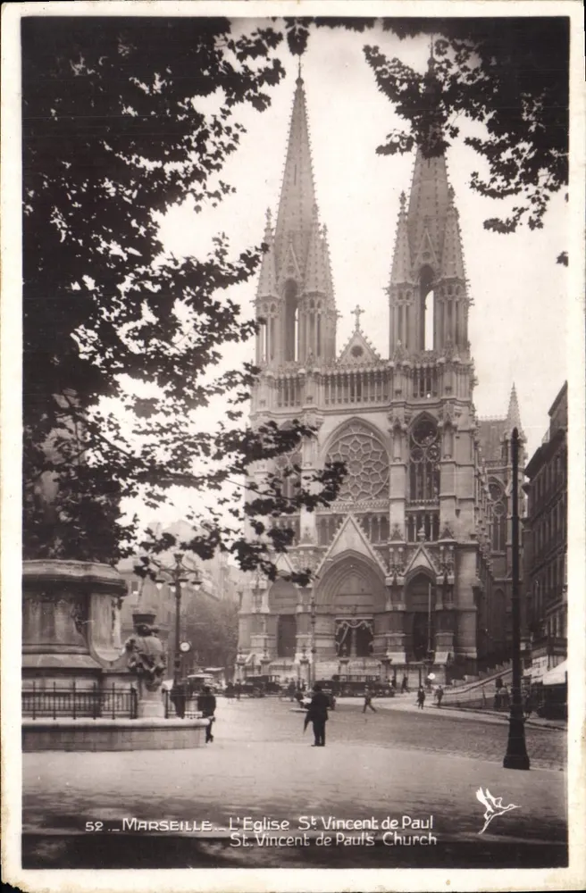 Marselha — A Igreja de São Vicente de Paulo — Edição La Cigogne, Marselha - Frente