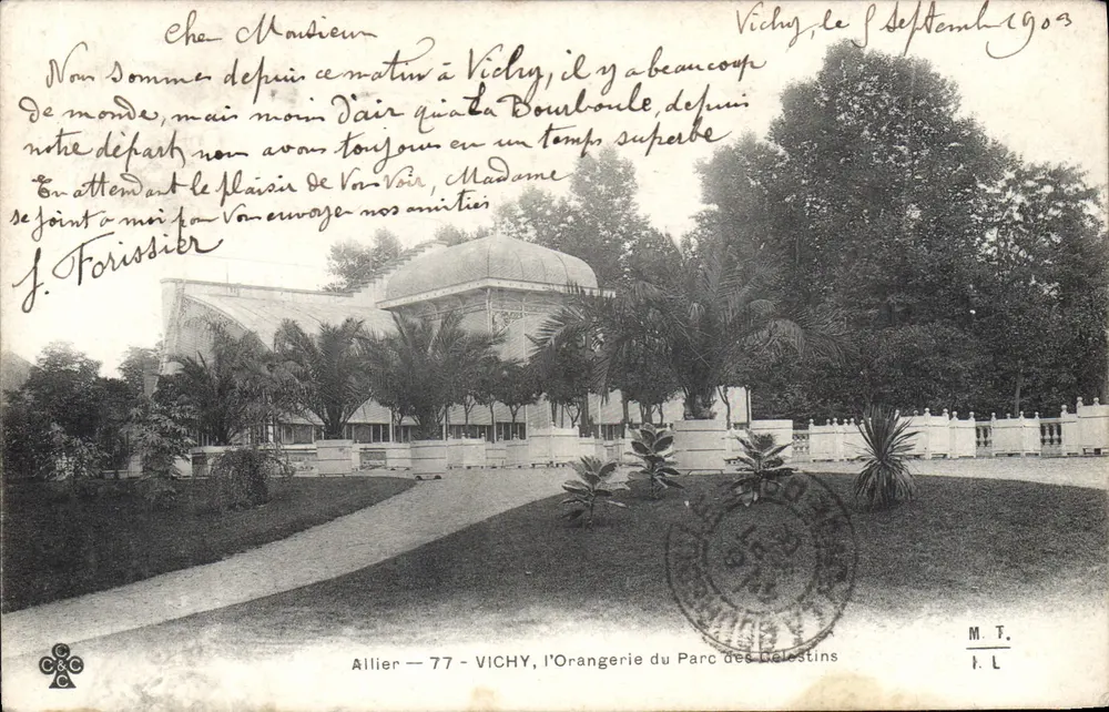 Vichy — A Orangerie do Parc des Celestins — Allier — 77 — editor M.T. e I.L. - Frente